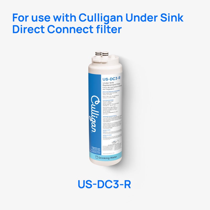 Culligan نظام فلترة المياه تحت الحوض كوليجان US-DC3، اتصال مباشر، فلترة رائدة ممتازة، يزيل 99% من الرصاص، الكلور، الطعم والرائحة، 4,750 جالون، خرطوشة لمدة 12 شهر، 1.5 جالون في الدقيقة - Image 3